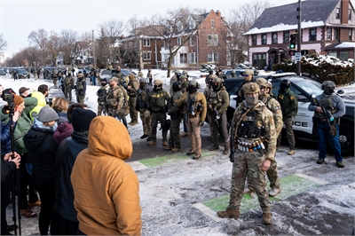 Protestors and ICE agents Protestors and ICE agents